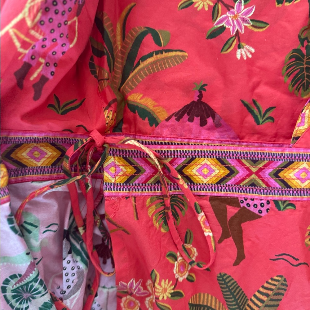 Farm Rio Floral Red Maxi Wrap Dress Small - Picture 7 of 12